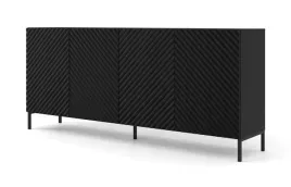 komoda-surf-200-cm-4d-frez-czarny-mat-nozki-czarne