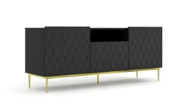 szafka-rtv-diuna-145-cm-2d1k-czarny-mat-rama-zlota
