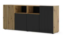 komoda-auris-4d-180-cm-dab-artisan-czarny-mat-salon-biuro-gabinet-loft