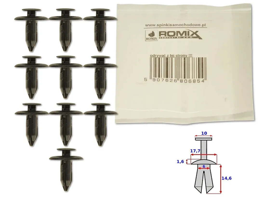 mazda-e2000-97-klips-spinka-kolek-romix-10szt-stan-nowy