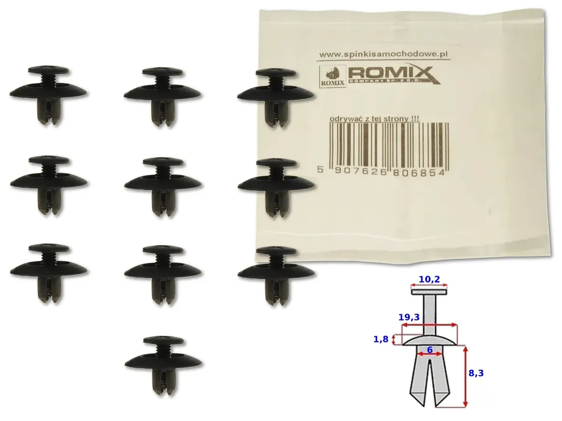 mazda-e2000-97-klips-spinka-kolek-10szt-romix-stan-nowy