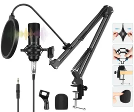 mikrofon-pojemnosciowy-studyjny-przewodowy-usb-puluz-statyw-uchwyt-czarny