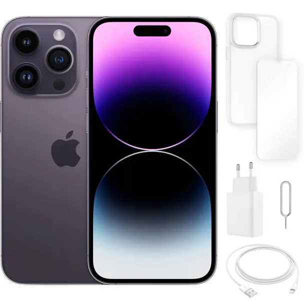 IPHONE 14 PRO 256 GB | PREMIUM A+ | BATERIA 100% | FIOLETOWY | SIM + eSIM