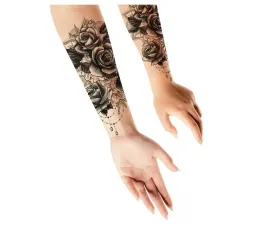 sztuczny-tatuaz-roze-kwiaty-czarny-halloween