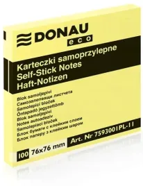 karteczki-samoprzylepne-bloczek-kostka-76x76mm-jasnozolty-donau