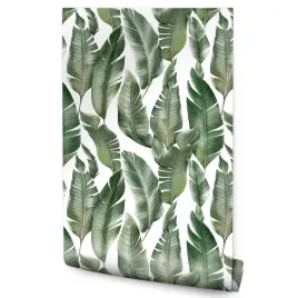 tapeta-do-jadalni-duze-liscie-bananowe-natura-rosliny-minimalizm