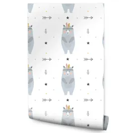 tapeta-dziecieca-niedzwiedzie-gwiazdki-kropki-styl-skandynawski