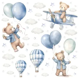 naklejki-na-sciane-dla-dzieci-misie-balony-samoloty-chmurki-gwiazdki-zestaw