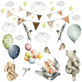 naklejki-dla-dzieci-chmurki-zwierzatka-balony-gwiazdy-kroliczek-mis-zestaw