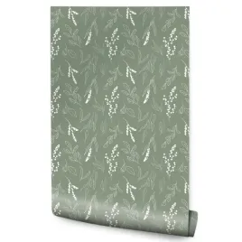 tapeta-do-jadalni-drobne-liscie-line-art-natura-rosliny-styl-boho