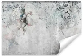fototapeta-do-salonu-sypialni-kwiaty-liscie-natura-beton-abstrakcja-450x300