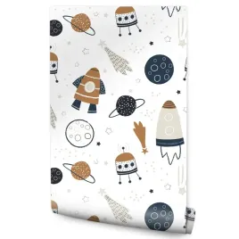 tapeta-dziecieca-kosmos-rakiety-planety-gwiazdy