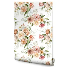 tapeta-do-sypialni-delikatne-kwiaty-roze-piwonie-tulipany-styl-boho
