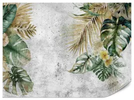 fototapeta-liscie-monstera-kwiaty-tapeta-beton-na-sciane-do-salonu-400x280