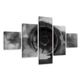 obraz-5-czesciowy-kolo-samochodowe-dym-3d-250x150
