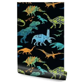 tapeta-mlodziezowa-kolorowe-dinozaury-dekoracja