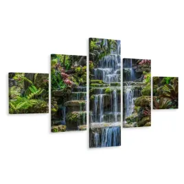 obraz-5-czesciowy-strumien-lato-skaly-3d-250x150