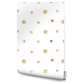 tapeta-do-pokoju-dzieciecego-akwarelowe-kropki-boho-gwiazdy