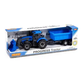 wader-traktor-ladowarka-progress-z-przyczepa-wywrotka-niebieski