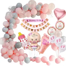 dekoracja-balony-baby-shower-dziewczynka-rozowe