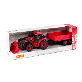 polesie-traktor-belarus-z-ladowarka-i-przyczepa-czerwony