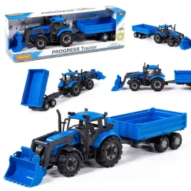 wader-traktor-ladowarka-progress-z-przyczepa-niebieski