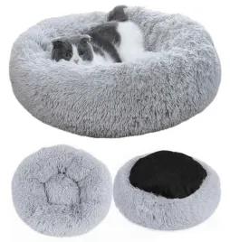 legowisko-dla-kota-psa-wygodne-wlochate-miekkie-szare-poduszka-shaggy