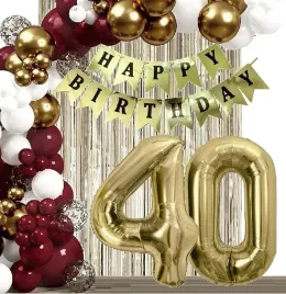 balony-zlote-bordowe-dekoracje-kurtyna-baner-na-urodziny-cyfra-40-lat