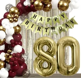 balony-zlote-bordowe-dekoracje-kurtyna-baner-na-urodziny-cyfra-80-lat