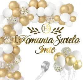 balony-dekoracje-liscie-na-komunie-baner-imie