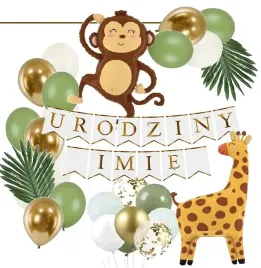 balony-boho-safari-zwierzatka-malpka-baner-imie