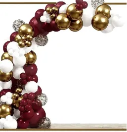balony-bordowe-biale-zlote-luk-girlanda-tasma