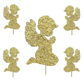 pikery-zlote-na-tort-babeczki-chrzest-aniolki-6szt