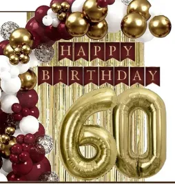 balony-zlote-bordowe-dekoracje-kurtyna-baner-na-urodziny-cyfra-60-lat