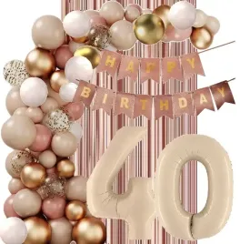 balony-bezowe-dziki-roz-rose-gold-dekoracje-na-urodziny-cyfra-40-lat