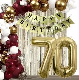 balony-zlote-bordowe-dekoracje-kurtyna-baner-na-urodziny-cyfra-70-lat