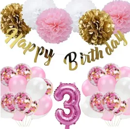 balony-zestaw-dekoracji-3-latka-urodziny-rose