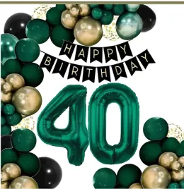 balony-dekoracje-na-urodziny-cyfra-40-lat-czarne-zlote-zielone