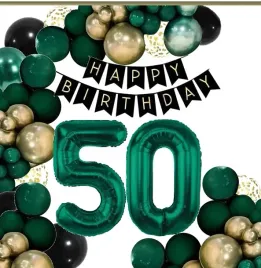 balony-dekoracje-na-urodziny-cyfra-50-lat-czarne-zlote-zielone