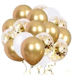 balony-biale-zlote-z-konfetti