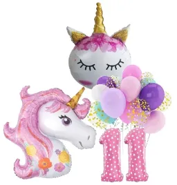 balony-zestaw-urodziny-11-lat-jednorozec-unicorn