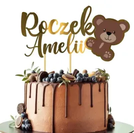 topper-na-tort-1-urodziny-roczek-mis-dowolne-imie-zloty-lustrzany-brazowy