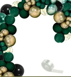 balony-zielone-zlote-tasma-luk-girlanda