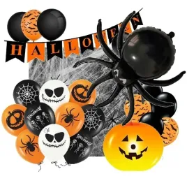 balony-dekoracje-baner-halloween-pajeczyna-dynia