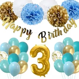 balony-zestaw-dekoracji-3-latka-urodziny-niebieski