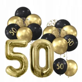 balony-urodzinowe-czarne-zlote-biale-15-szt
