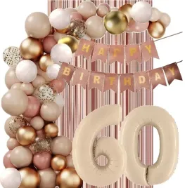 balony-bezowe-dziki-roz-rose-gold-dekoracje-na-urodziny-cyfra-60-lat