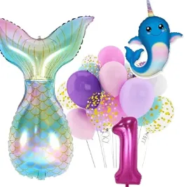balony-zestaw-na-1-urodziny-roczek-syrenka