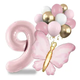 balony-na-urodziny-zestaw-dekoracji-balon-cyfra-9-motylek