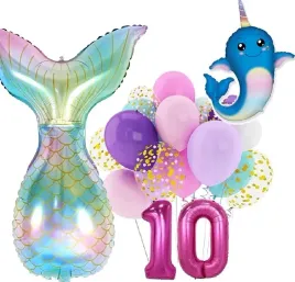 balony-zestaw-na-urodziny-10-lat-syrenka